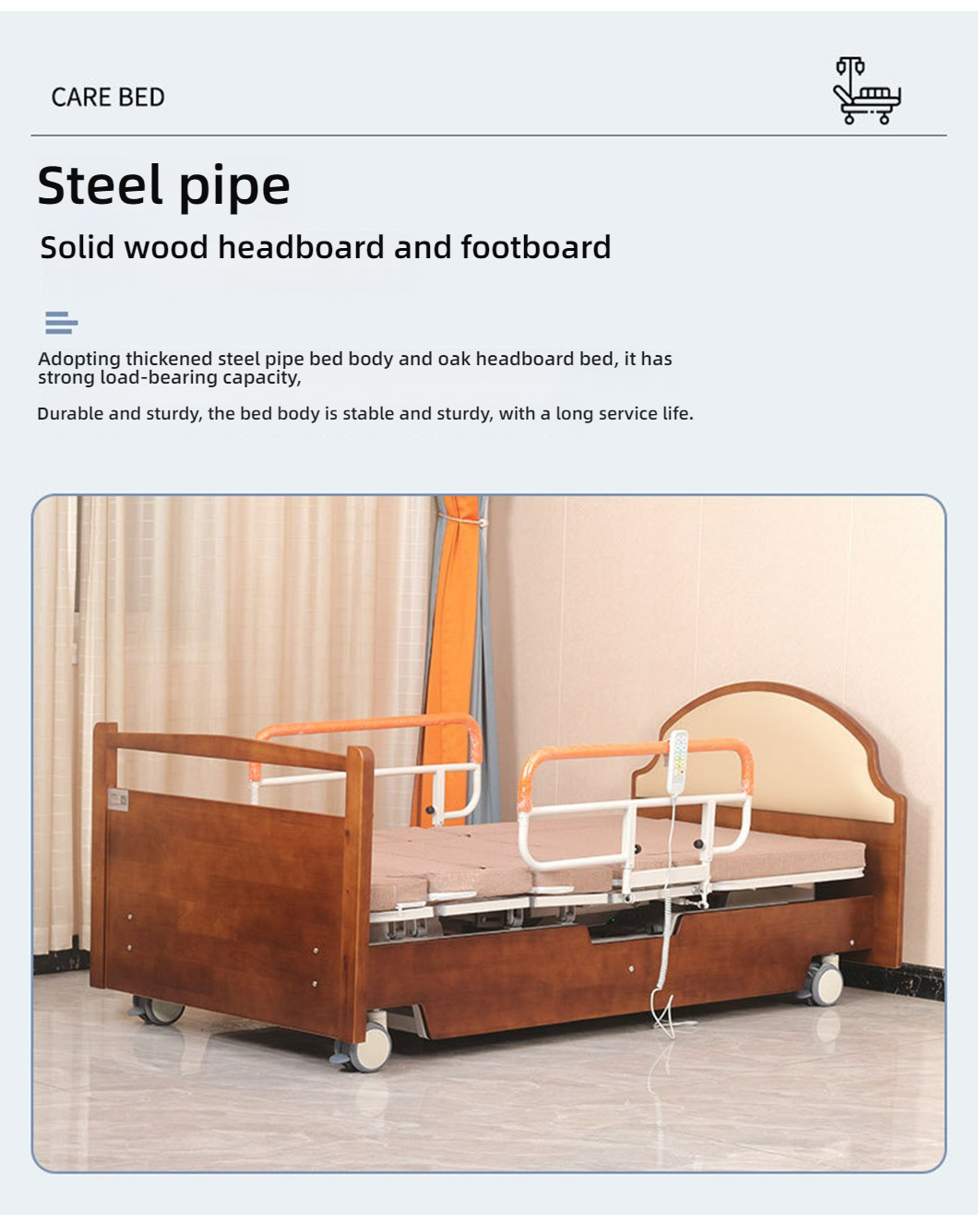 Hospitales comunitarios de cuidados en el hogar Función de gama alta de camas de ancianos rotativas de madera