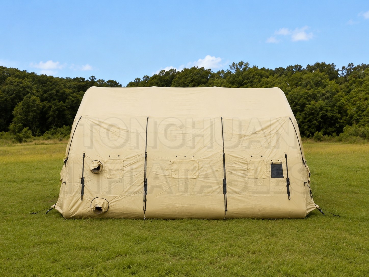 Large Inflatable Shelter Tent with Reinforced Cover Walk Through Entrance and Custom Branding for Outdoor Use