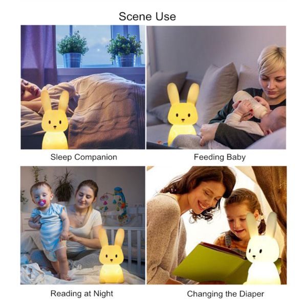 controle do toque de luz da noite do coelho do silicone do diodo emissor de luz 4100K para o quarto