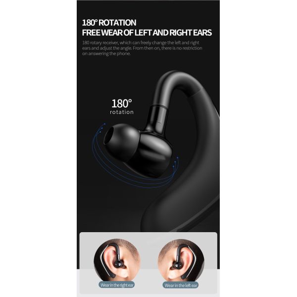 Waterproof IPX4 Bluetooth Headphones Ear Hook 19H Playback Flash Charging