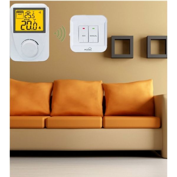 White Smart Household Wireless Room Thermostat  For Underfloor Heating