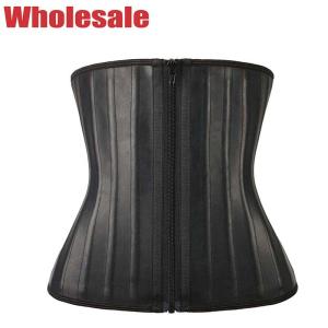 2XS XS Black Zipper Latex Sport Waist Trainer To Wear While Working Out