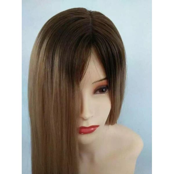 8A I6 inch Straight Style Dark Root Big Layer Brazilian Human Hair Wig