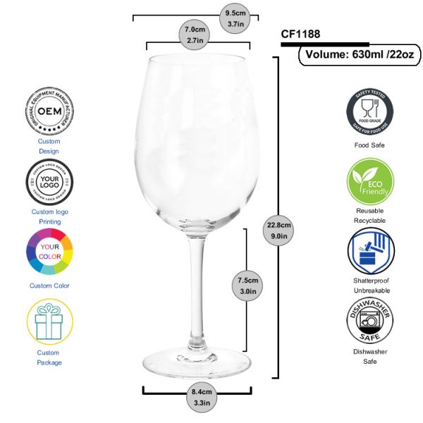 Tritan Santero 958 Reusable Plastic Wine Glasses BPA Free For Indoor Outdoor Shatterproof