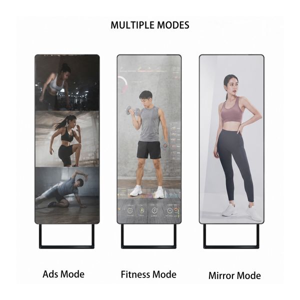 43 Inch Android 11 Workout Mirror AI Microwave Motion Sensor Smart Fitness Mirror No Subscription Fee Gym Kiosk Factory