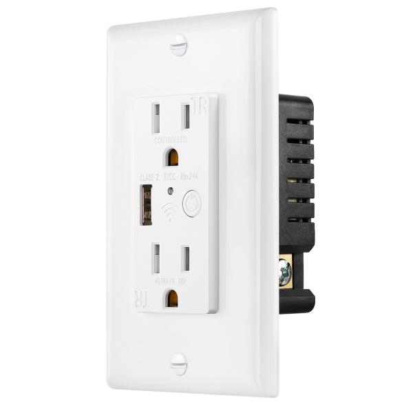 Home Smart Socket Automation Wifi Controlled Power Outlet 15A 125V