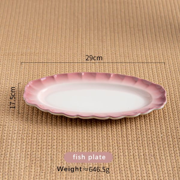 Long Plates Modern Ceramic Oval Plates For Restaurant Nordic Porcelain Tableware Set