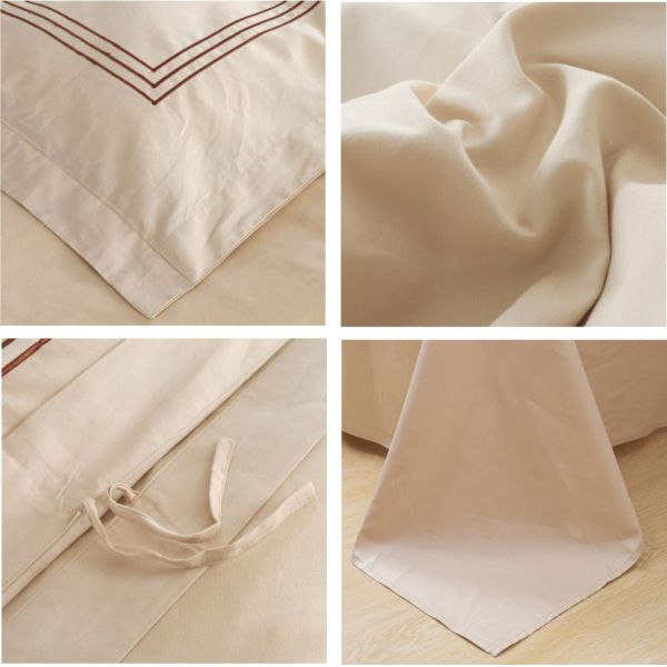 Straight Line Embroidered Solid Duvet Covers , Color Customized Home Duvet Covers