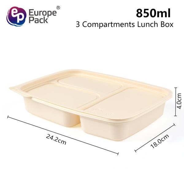 Microwave Safe Compostable Takeaway Food Container Disposable Corn Starch Plastic Bento Lunch Box