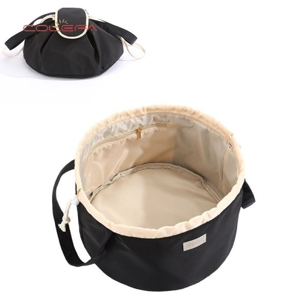 Polyester Drawstring Cosmetic Bag Large Capacity Makeup Organizer Portable Travel Storage Pouch Cosmetic Bags with Custom LOGO