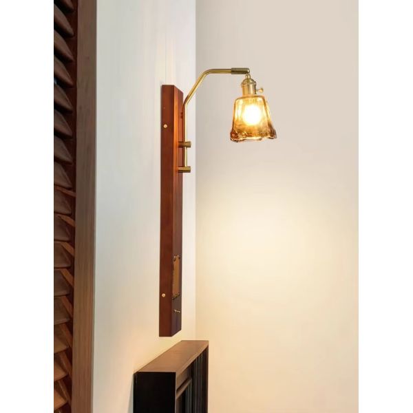 Japan Retro  Art Iron Glass Wood LED Decor Wall Lamp (WH-VR-127)