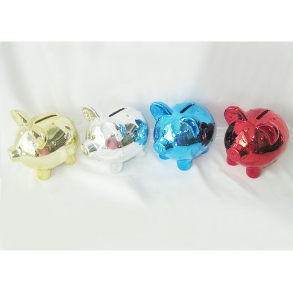 Electroplating Ceramic Piggy Bank / Ceramic Money Box For Adult Strong Dolomite