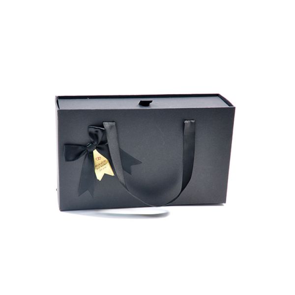 Black Kraft Paper Gift Box Candy Cookie Cloth T Shirt Scarf Pack Boxes With Ribbons