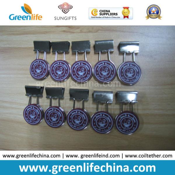 Custom Logo on Round Panel Office Binder Clip Holders
