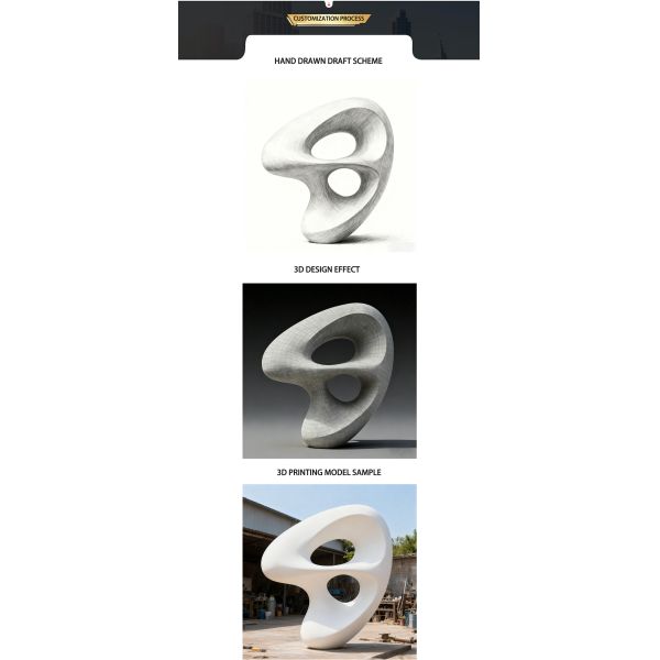 Large Outdoor Modern-Style Streamlined Stainless Steel Sculpture for Garden Lawn