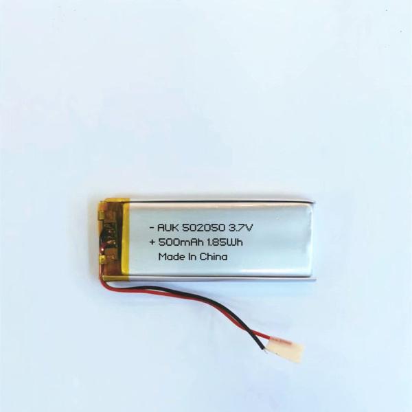 AUK 502050 602050 Polymer Lithium Battery 500mAh 600mAh 3.7V For LED Strips Speakers Card Readers Or Sports Products Smart Badminton Rackets And Fitness Pedometers