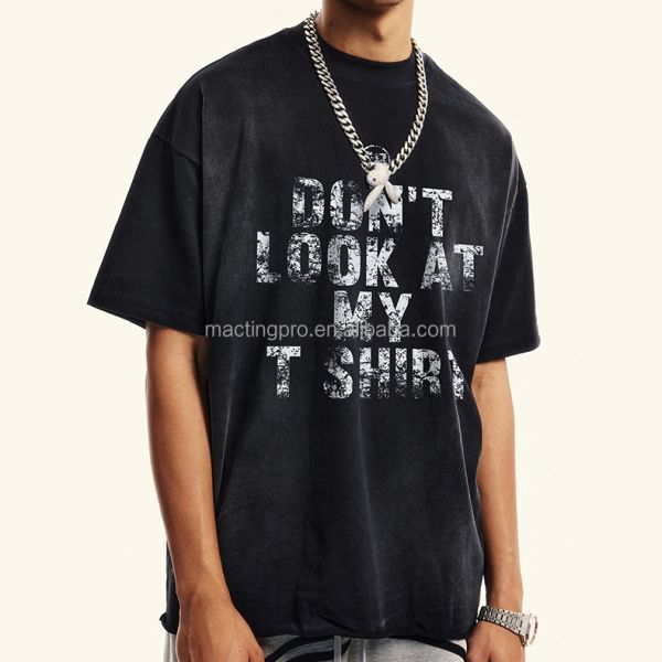 320Gsm Acid Wash Oversized T Shirt Tee Cotton Heavyweight T Shirt Vintage Sun Faded Streetwear