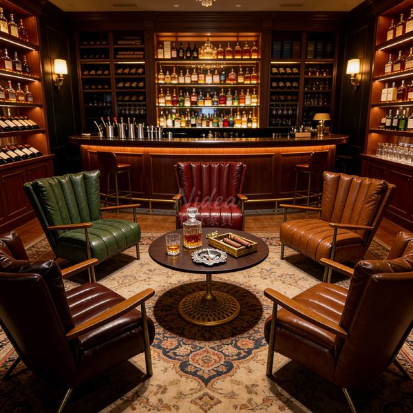 Nidea #960 Vintage-style Single Armchair Retro Waxed Leather  Chair Wrought Iron American Godfather tiger Chair