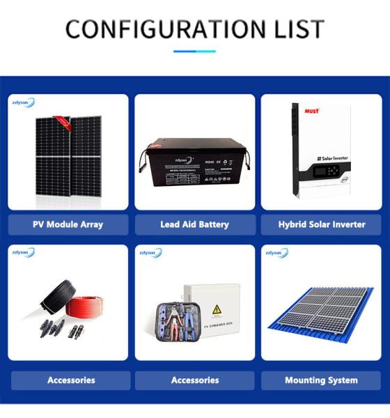 Hybrid Solar Panel Power System Portable Power Lead Aid Battery Kit 5KW