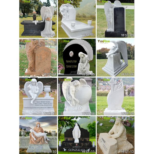 Hand Carved Modern Outdoor Garden Marble Angel Statue Bench Headstone