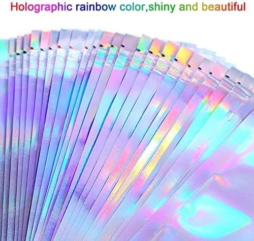 Clear Front Foil Back Iridescent Food Zip Lock Bags Resealable Holographic Stand Up Pouches Smell Proof Mylar Bags