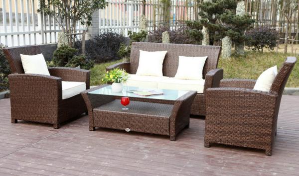 KD 4pcs cheap garden sofas outdoor rattan sofa as customized color