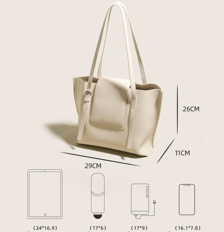 Armpit White Leather Tote Handbags BSCI Zip Top Tote Bag