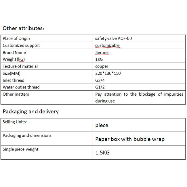 Válvula de agua para camiones de desbordamiento y de alivio de la presión Resistencia al calor Partes de camiones de agua