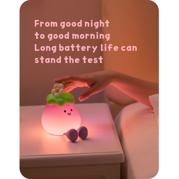 Factory Wholesale Cartoon Soft Silicone LED Night Lights Cute Small Eggplant Bedside Lamps Portable USB Rechargeable Bedroom Night Lights