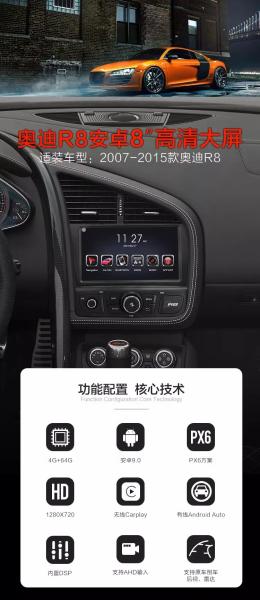 8 Inch 8 Core Android Car radio GPS Navigation Multimedia Player For Audi R8 Android Auto Wireless Carplay BT 4G