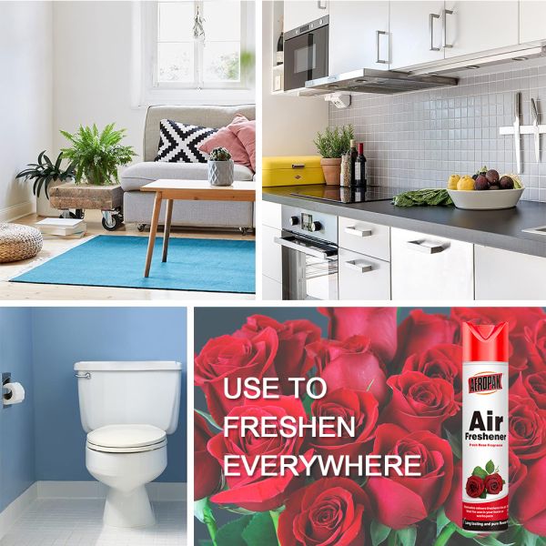 Aeropak 330ml Eco-Friendly Aerosol Rose Scent Air Freshener Spray for Home & Car Indoor Use Long Lasting