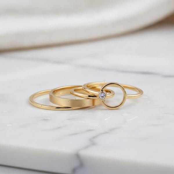 Hypoallergenic 18k Gold Plated Stainless Steel Jewelry Rings Modern Minimalist Design Combining Durability and Elegance for Daily