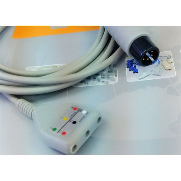 Gray Color 3 Lead Ecg Monitor Cable Excellent Compatibility CE Ul Iso