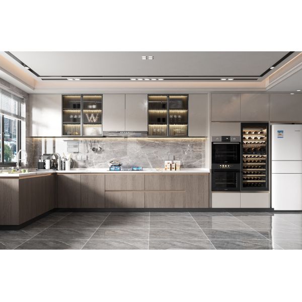 Custom Modern Kitchen Cabinet Dark Matt Lacquer Finish