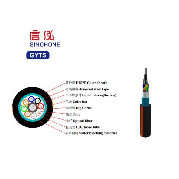 Network Outdoor Armored Cable , Aerial Fiber Optic Cable Hydrolysis Resistant
