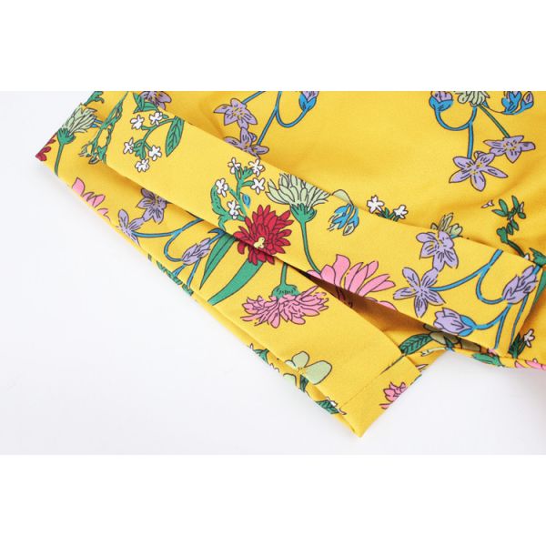 Printed Ladies Maxi Dress Polyester S Xl Short Sleeve Party Casual V Neck