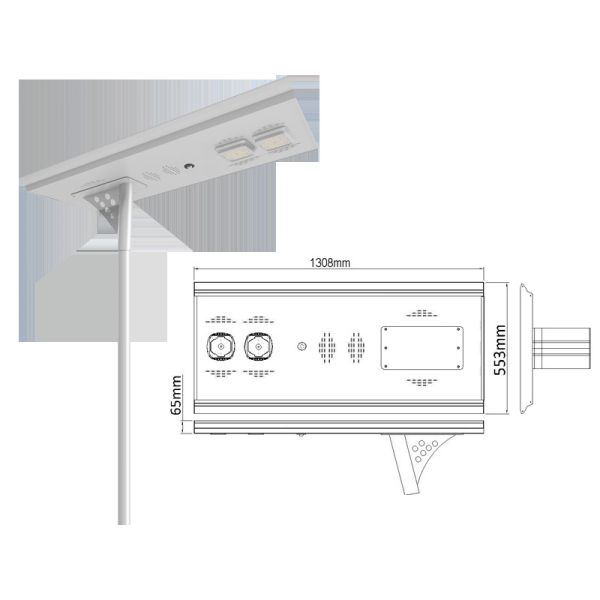 Hitechled 60W All-in-one Solar Street Light with drawer, Luminarias solares todo en uno, lampadaire solaire tout in un