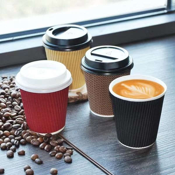 Supply 260g 18PE Double Wall 8 Ounce oz Black Disposable Paper Cup/Mug for Coffee or Tea