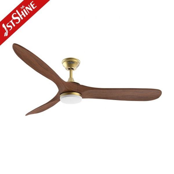 Ventilador de teto LED interior de 10 lâminas de madeira com iluminação personalizada ODM e controle remoto