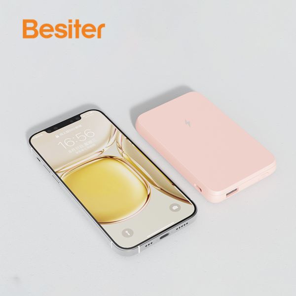 Slim Wireless Power Bank Mini Portable Charger Fast Charging 5000mAh With Stand