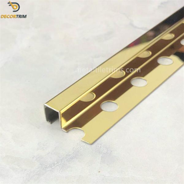 Custom Stainless Steel Tile Trim 10mm X 10mm High Gloss Gold Square External