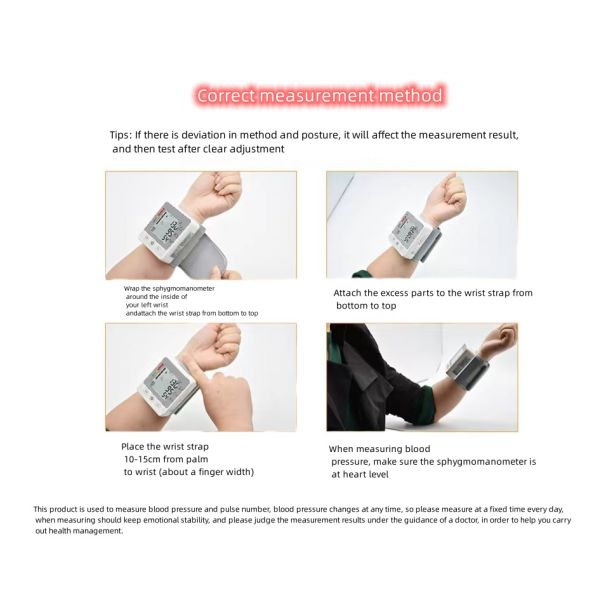 Plastic Electric Wrist Type Electronic Sphygmomanometer Digital Blood Pressure Monitor