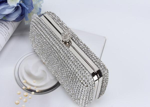 Gorgeous Acrylic Diamond Silver Mesh Evening Bags For Dinner Party