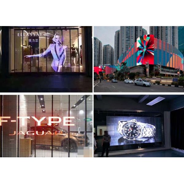 Glass Wall Transparent LED Screens 1920Hz High Brush Clear Image 5500 Nits IP30