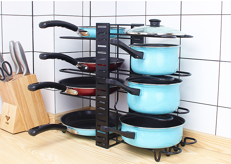 Five Storey Iron 380mm Height Steel Kitchen Basket Rack For Pan Organizing