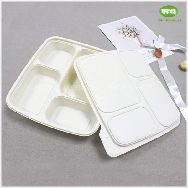 Eco-Friendly 4-Coms 900ml Corn Starch Lunch Box,A Renewable Resource China Factory Offered Disposable Takeout Containers