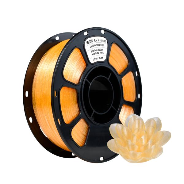 iBOSS PLA+ フィラメント 100% バブルフリー 硬さ 強化 輝き オレンジ 3D プリント用