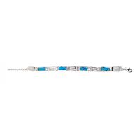 Fuego natural Opal Bracelet With azul griego rectangular 925 Sterling Silver del vintage