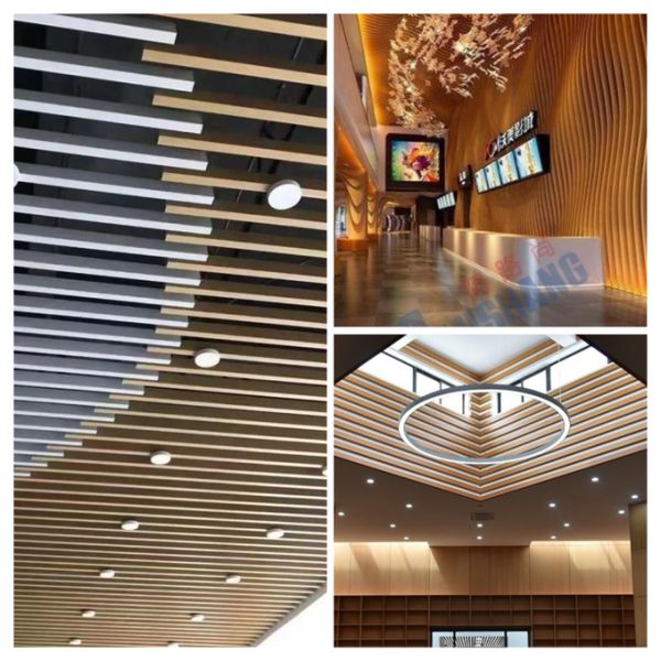 Tecto de alumínio em forma de U impermeável Composto de alumínio ISO9001 sequência de tecto de decoração de parede