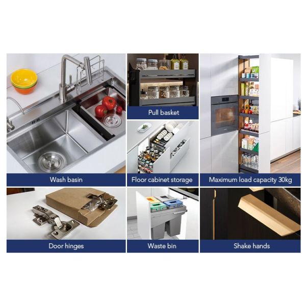 Effortlessly Stylish YALIG Gray Glossy Kitchen Cabinet with Lacquer Finish